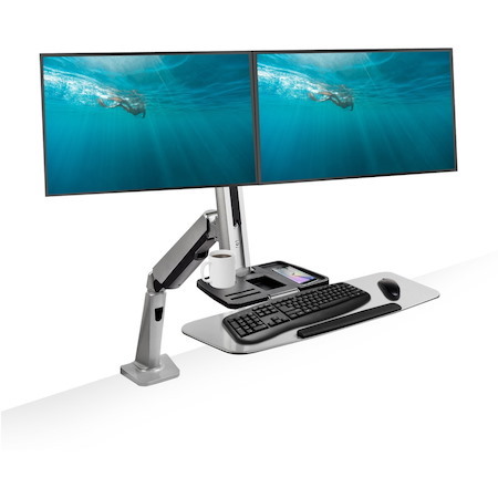 Ergonomic Standing Desk Converter With Height Adjustable Keyboard & Counterbalance Monitor Mount