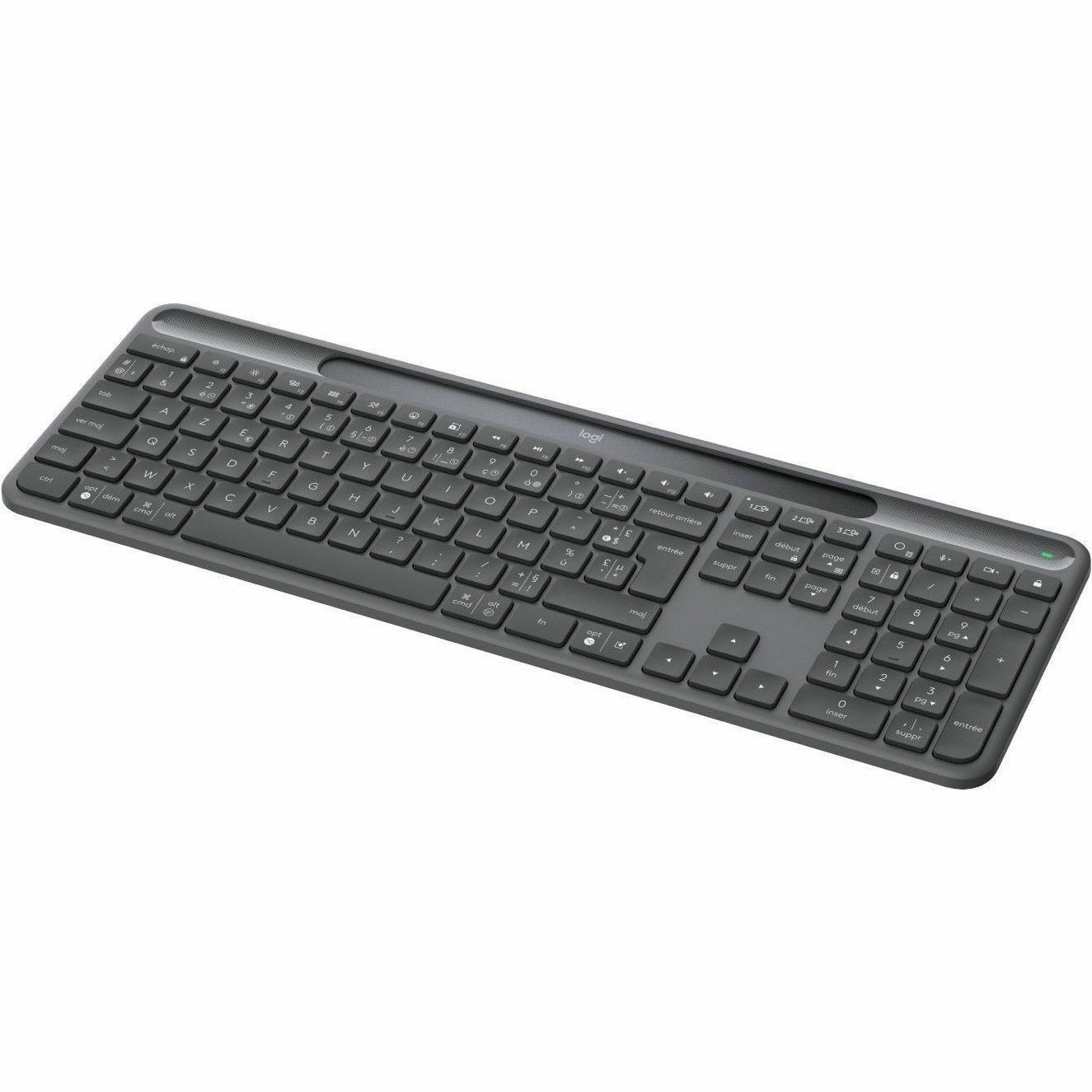 Logitech Signature Slim Solar+ K980 Toetsenbord - Full-size - Draadloos Verbinding - USB Type C Interface - Frans - AZERTY indeling - Grafiet