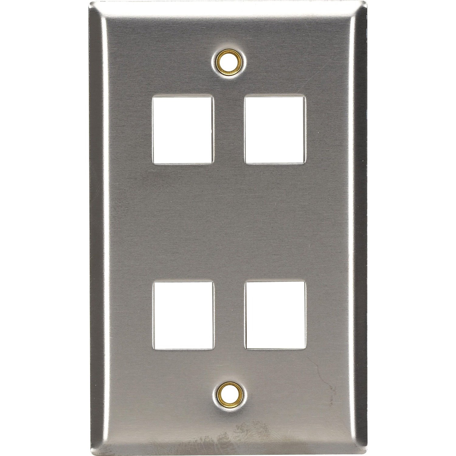 Black Box Stainless Steel Wallplate, Keystone, Single-Width, 4-Punch