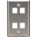 Black Box Stainless Steel Wallplate, Keystone, Single-Width, 4-Punch