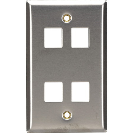 Black Box Stainless Steel Wallplate, Keystone, Single-Width, 4-Punch