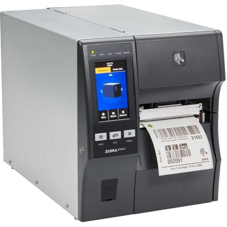 Zebra ZT411 Industrial Direct Thermal/Thermal Transfer Printer - Monochrome - Label Print - USB - Serial - Bluetooth