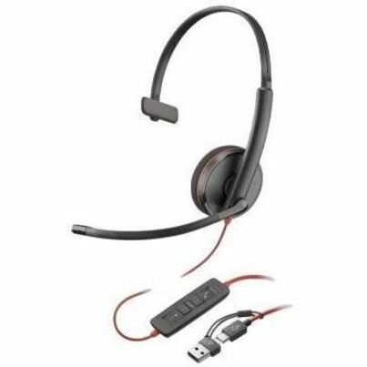 Poly Blackwire 3210 Wired Over-the-head, On-ear Mono Headset - Black