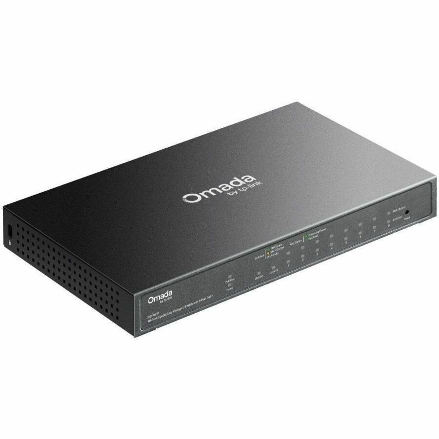 TP-Link Es210gp Omada 10-Port Gigabit Easy Managed Switch With 8-Port PoE+, 8× Gigabit PoE+ Ports, 1X Gigabit Non-PoE Ports, 1× Combo Gigabit RJ45/SF