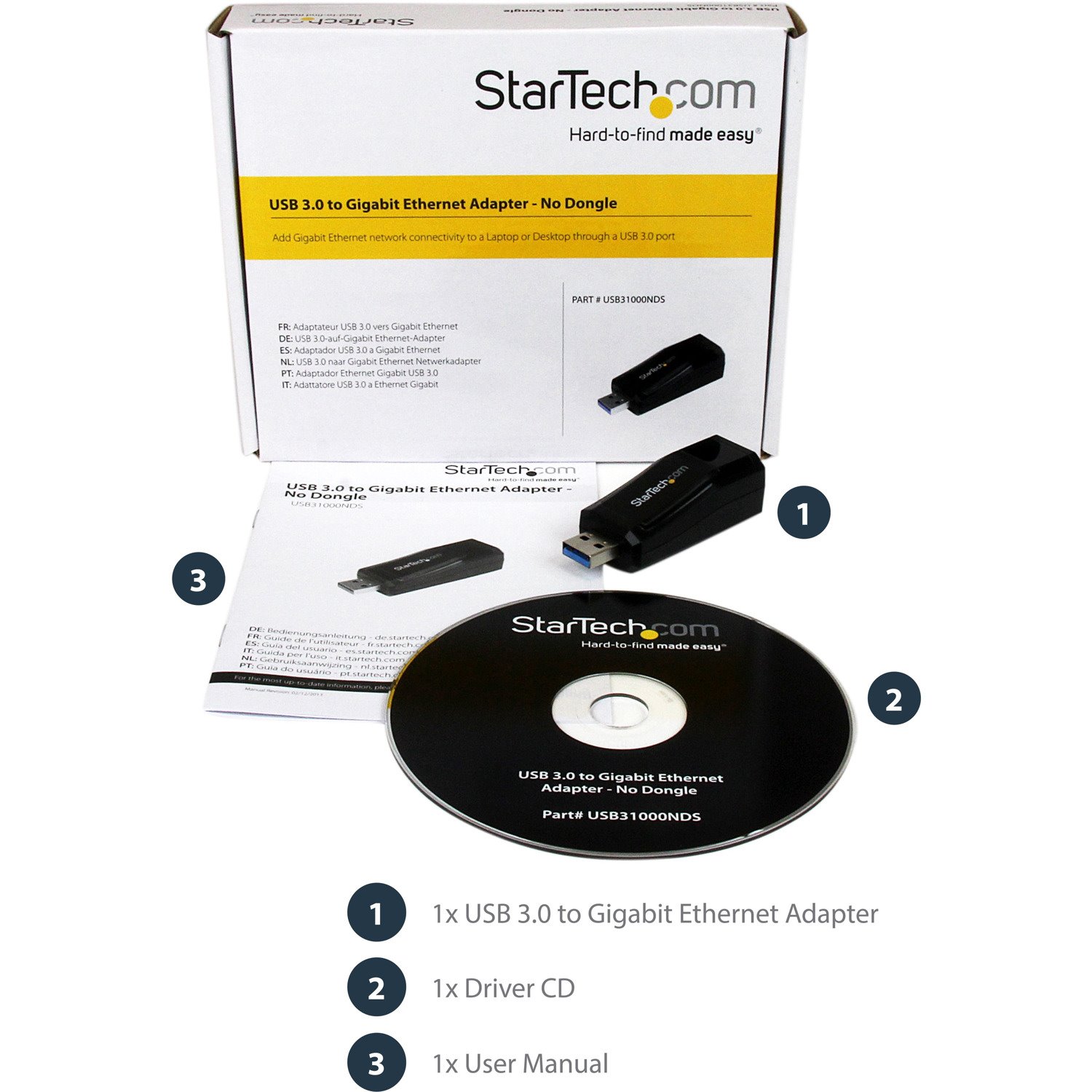 StarTech.com USB 3.0 to Gigabit Ethernet NIC Network Adapter - 10/100/1000 Mbps