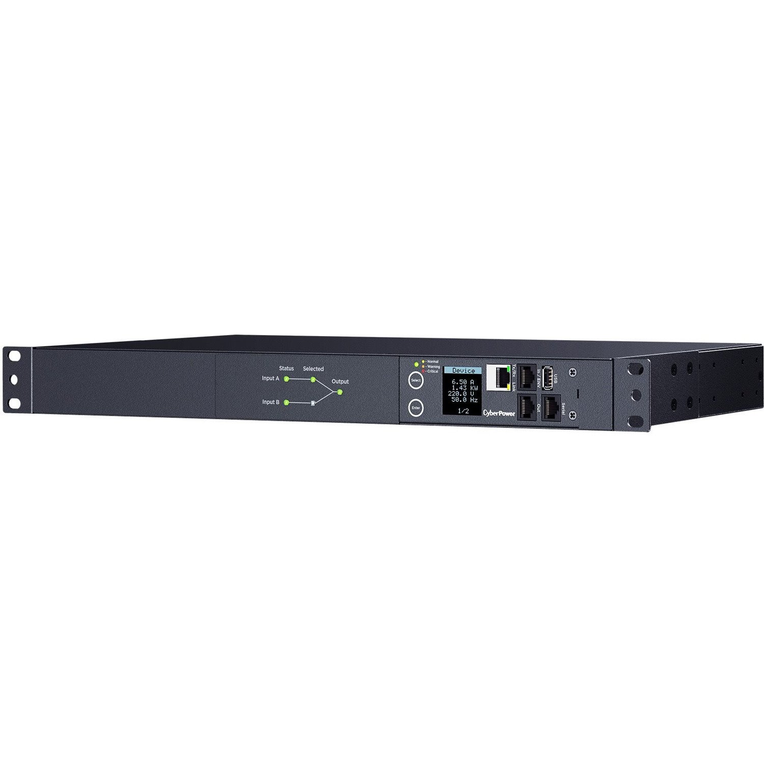 CyberPower PDU44004 Single Phase 240 - 200 VAC 15A Switched ATS PDU