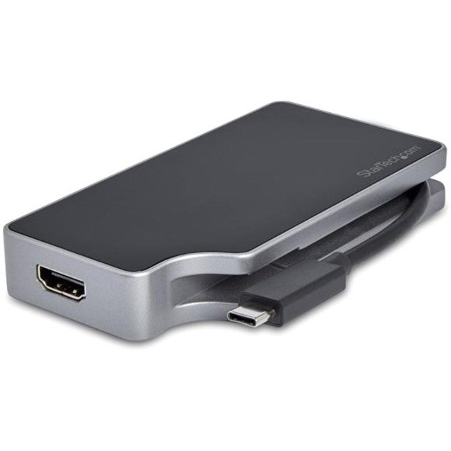 StarTech.com USB C Multiport Video Adapter - 4K 60Hz UHD Portable 5-in-1 USB Type C to HDMI 2.0, mDP, VGA or DVI, PD 3.0, Cable Management