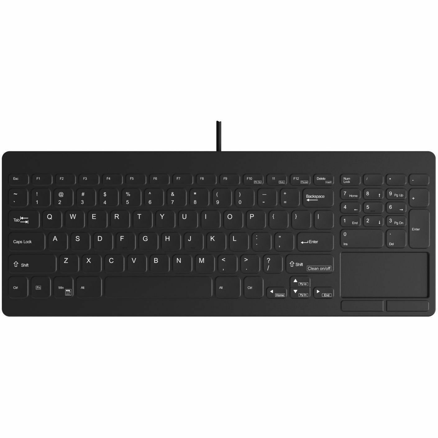 TG3 Electronics Black 95 Key Low Profile Washable Usb Touchpad
