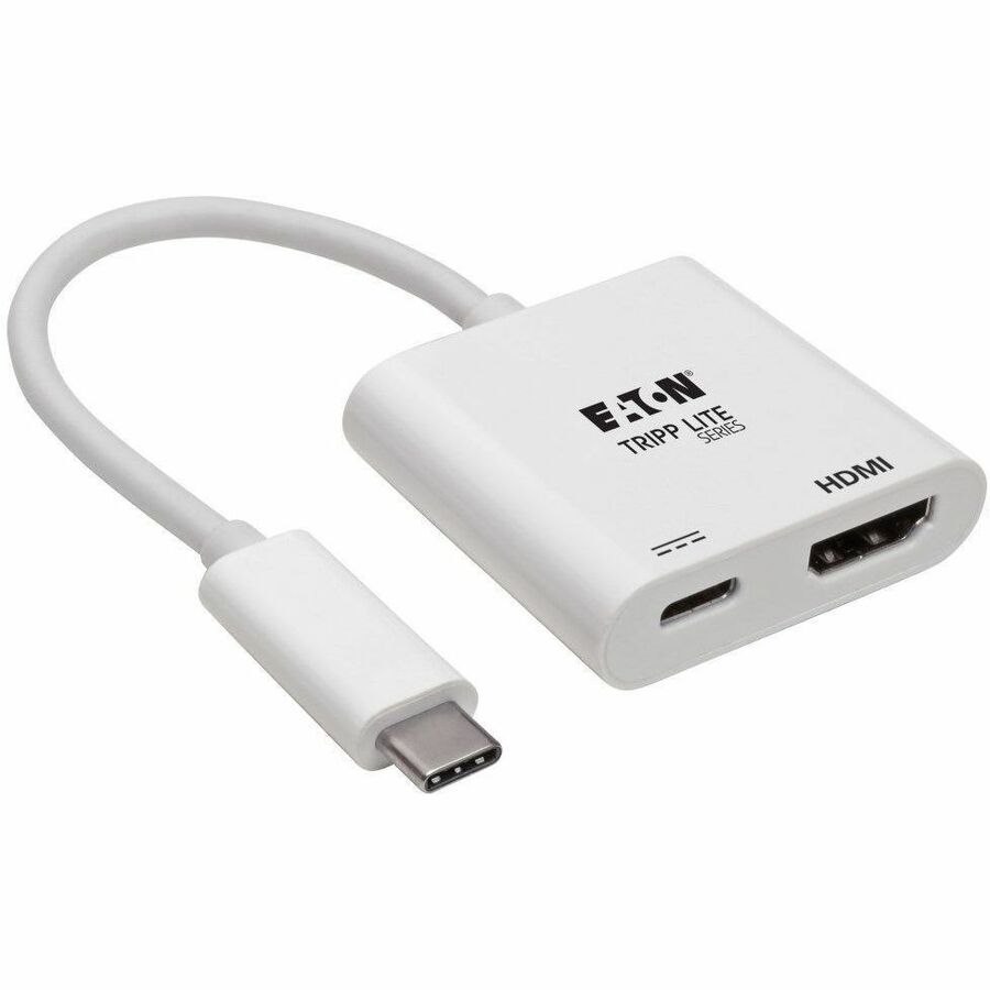 Eaton Tripp Lite Series USB-C to HDMI Adapter (M/F) - 4K 60 Hz, 60W PD Charging, HDCP 2.2, White