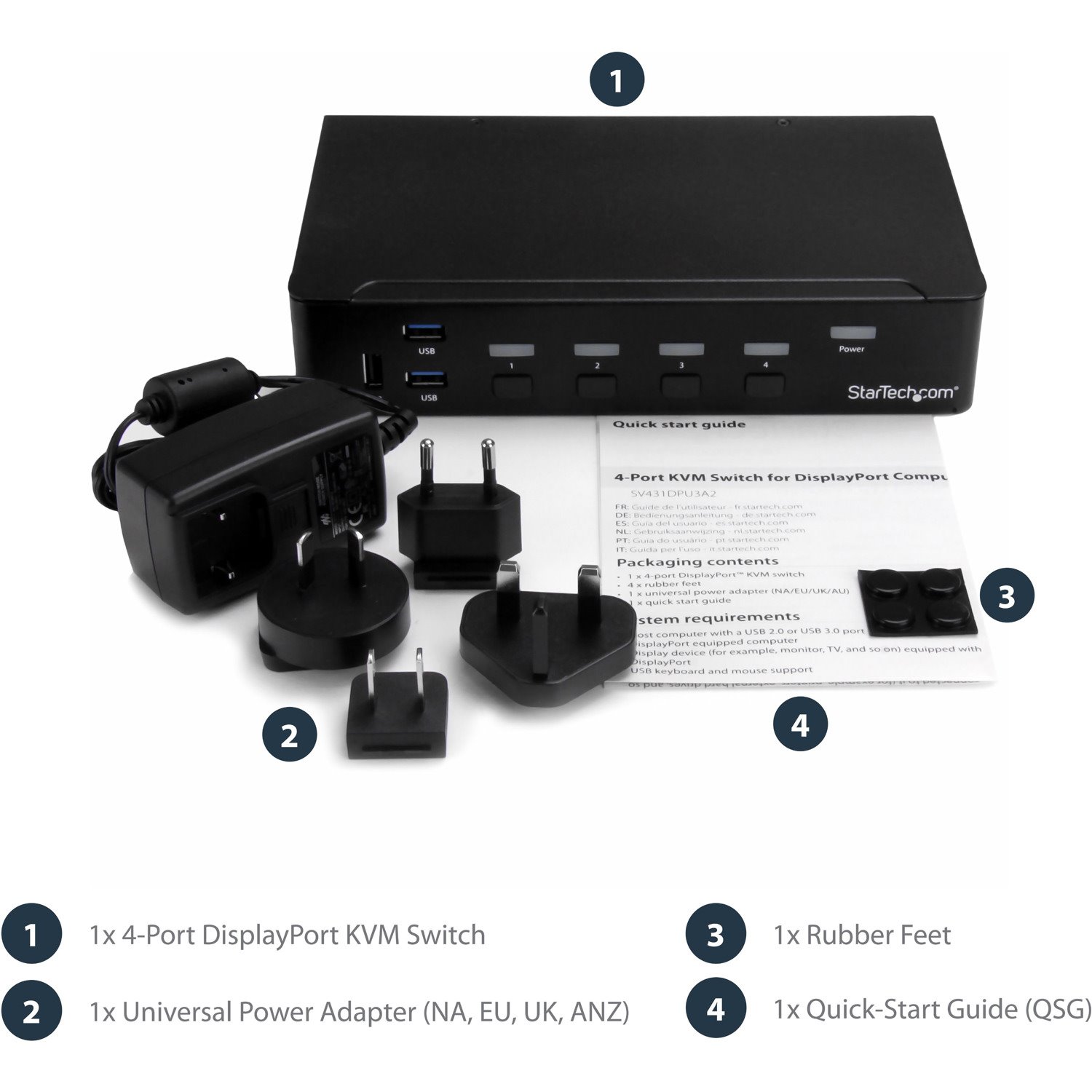 StarTech.com 4-Port DisplayPort KVM Switch - DisplayPort 1.2 KVM - 4K 60Hz