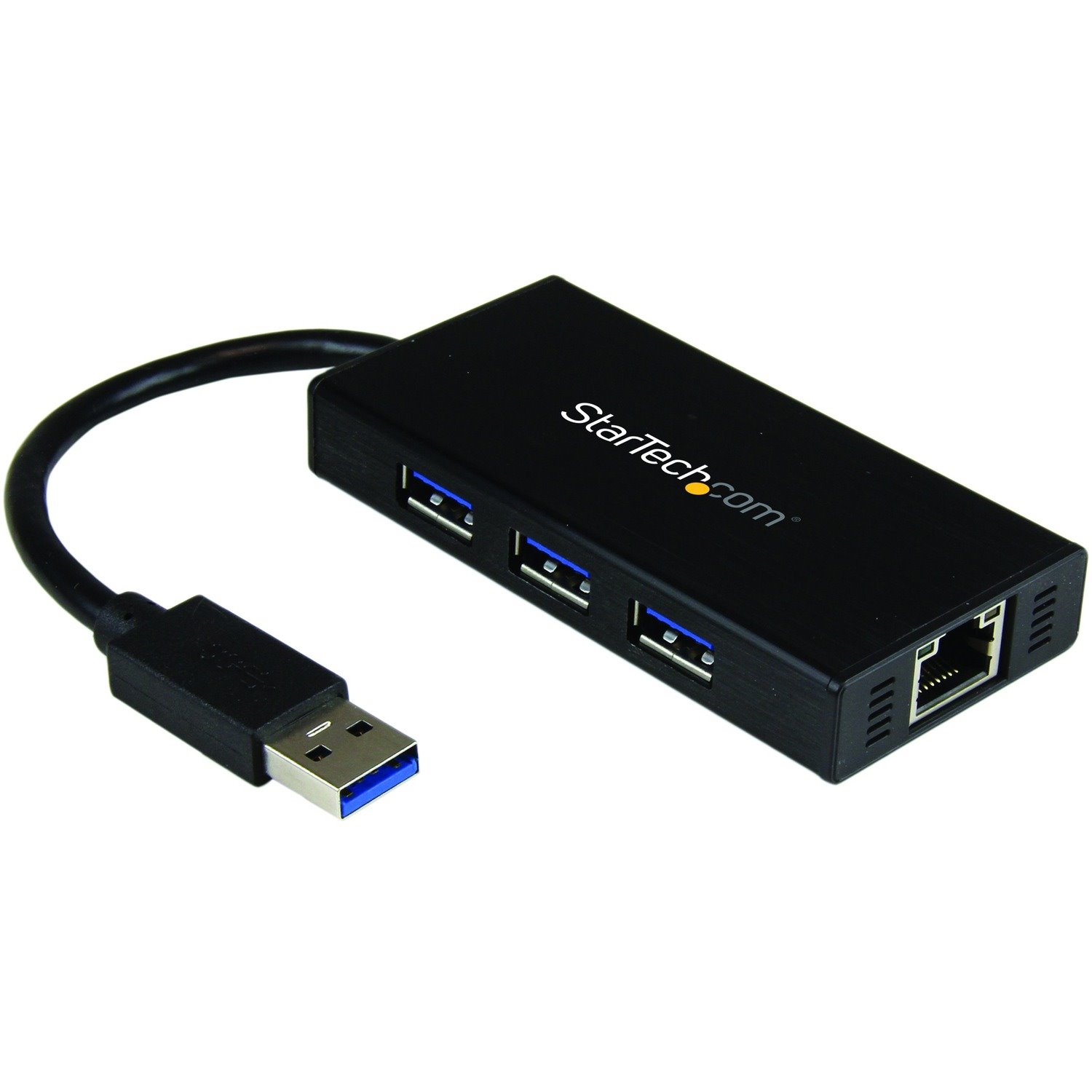 StarTech.com 3 Port Portable USB 3.0 Hub with Gigabit Ethernet Adapter NIC - 5Gbps - Aluminum w/ Cable