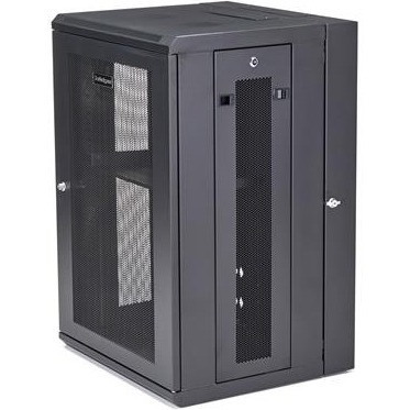 StarTech.com 4-Post 18U Wall Mount Network Cabinet, 19" Hinged Wall-Mounted Server Rack for Data / IT Equipment, Lockable Rack Enclosure