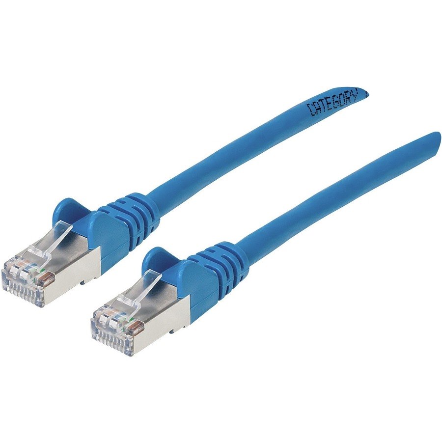 Intellinet Augmented Category 6, Cat6a S/FTP Patch Cable, 14 FT, Blue Copper, 26 Awg, Snag-