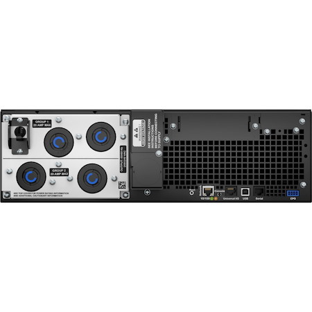 APC Smart-UPS On-Line, 5.4kVA, Rackmount 3U, 208V, 2x L6-20R+2x L6-30R NEMA outlets, Network Card+SmartSlot, Extended runtime, W/ rail kit