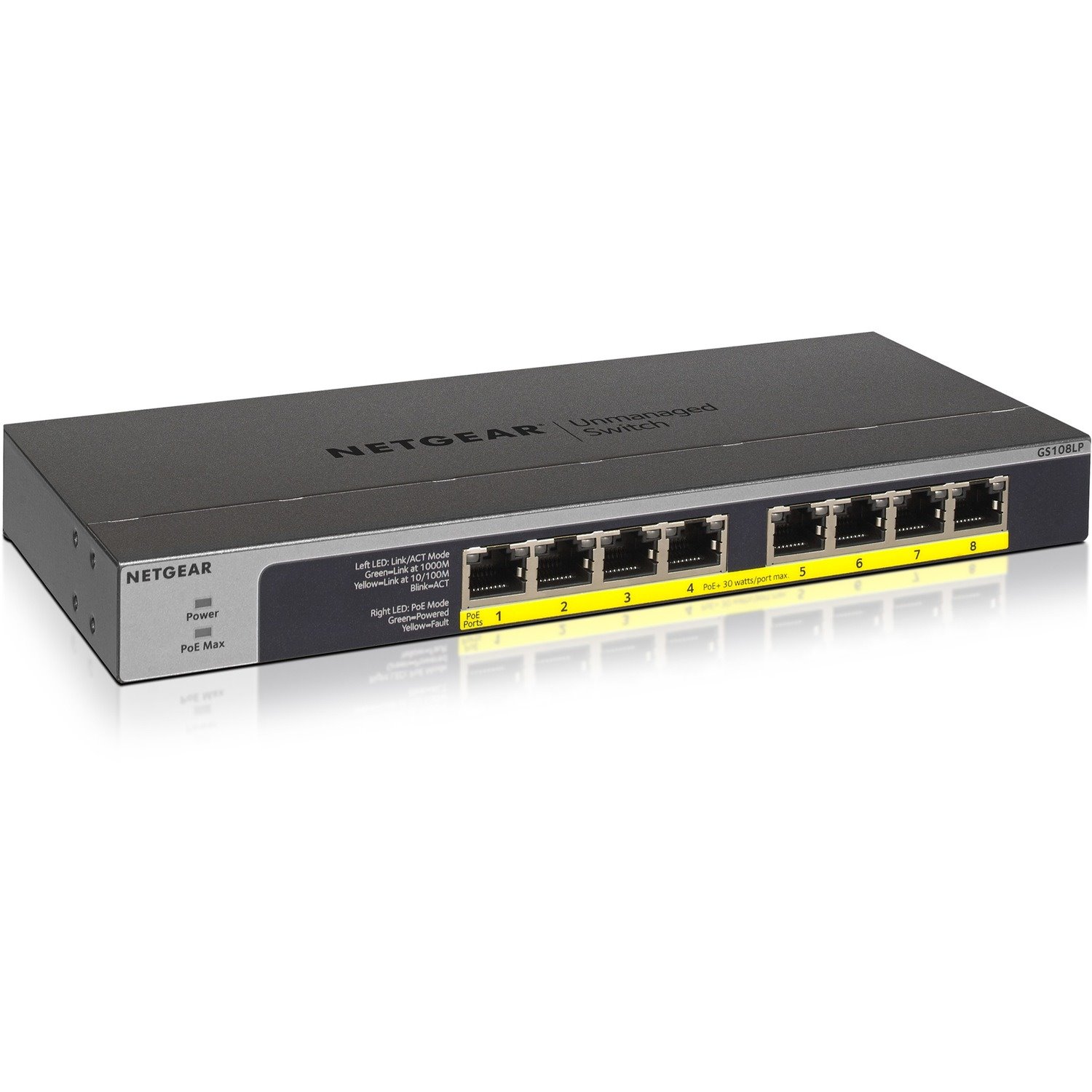 Netgear GS108LP 8 Ports Ethernet Switch - Gigabit Ethernet - 1000Base-T