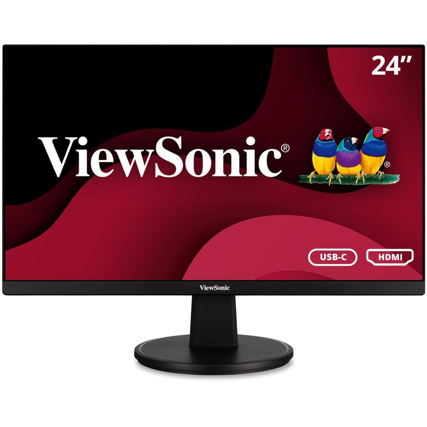 ViewSonic VA2447-MHU 24 Inch Full HD 1080p USB C Monitor with Ultra-Thin Bezel, AMD FreeSync, 100Hz, Eye Care, 15W Charging, HDMI, and VGA Inputs for Home and Office