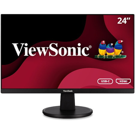 ViewSonic VA2447-MHU 24 Inch Full HD 1080p USB C Monitor with Ultra-Thin Bezel, Adaptive Sync, 75Hz, Eye Care, 15W Charging, HDMI, and VGA Inputs for Home and Office