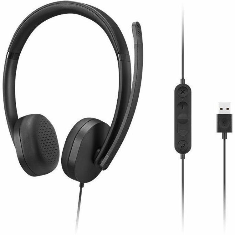 Lenovo Wired On-ear, Over-the-head Stereo Headset - Black