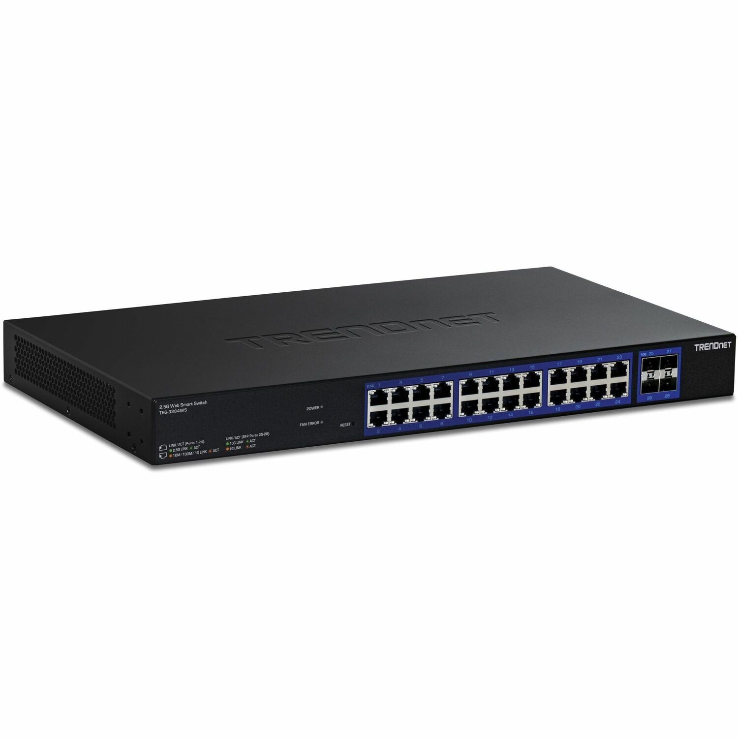 TRENDnet 28-Port Multi-Gig Web Smart Switch, TEG-3284WS, 24 x 2.5G Ports, 4 x 10G SFP+ Ports, Remote Cloud Management, NDAA TAA Compliant, 200Gbs, Lifetime Protection