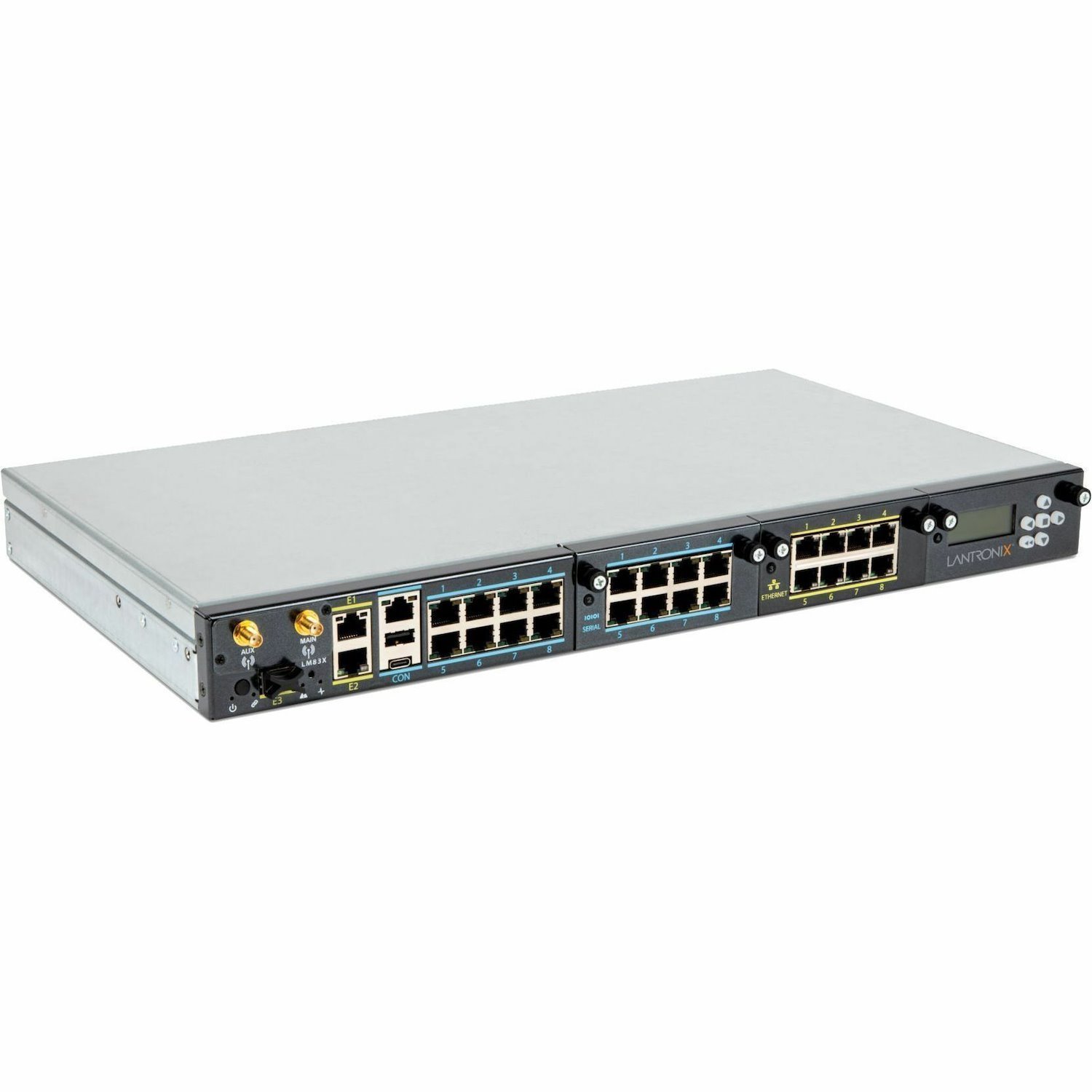 LM83X Console Server with 8 total serial ports, dual DC power