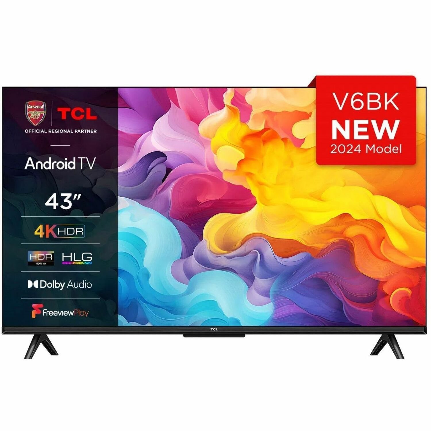 TCL V6B 43V6BK 43" (109.22 cm) Smart LED-LCD TV 2024 - 4K UHDTV - High Dynamic Range (HDR) - Brushed Titanium Metal