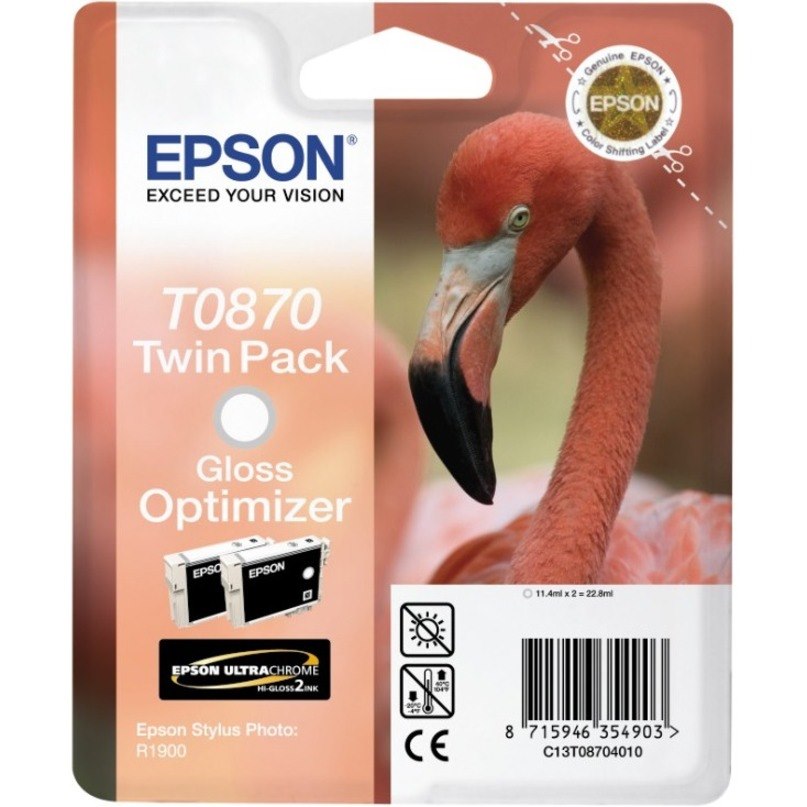 Epson UltraChrome T0870 Inkjet Gloss Optimizer Cartridge - 2 / Pack