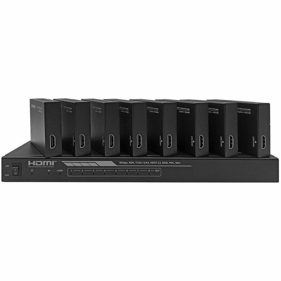Monoprice Blackbird 4K Hdmi 2.0 1X8 Splitter Extender Complete Solution Kit-- 18