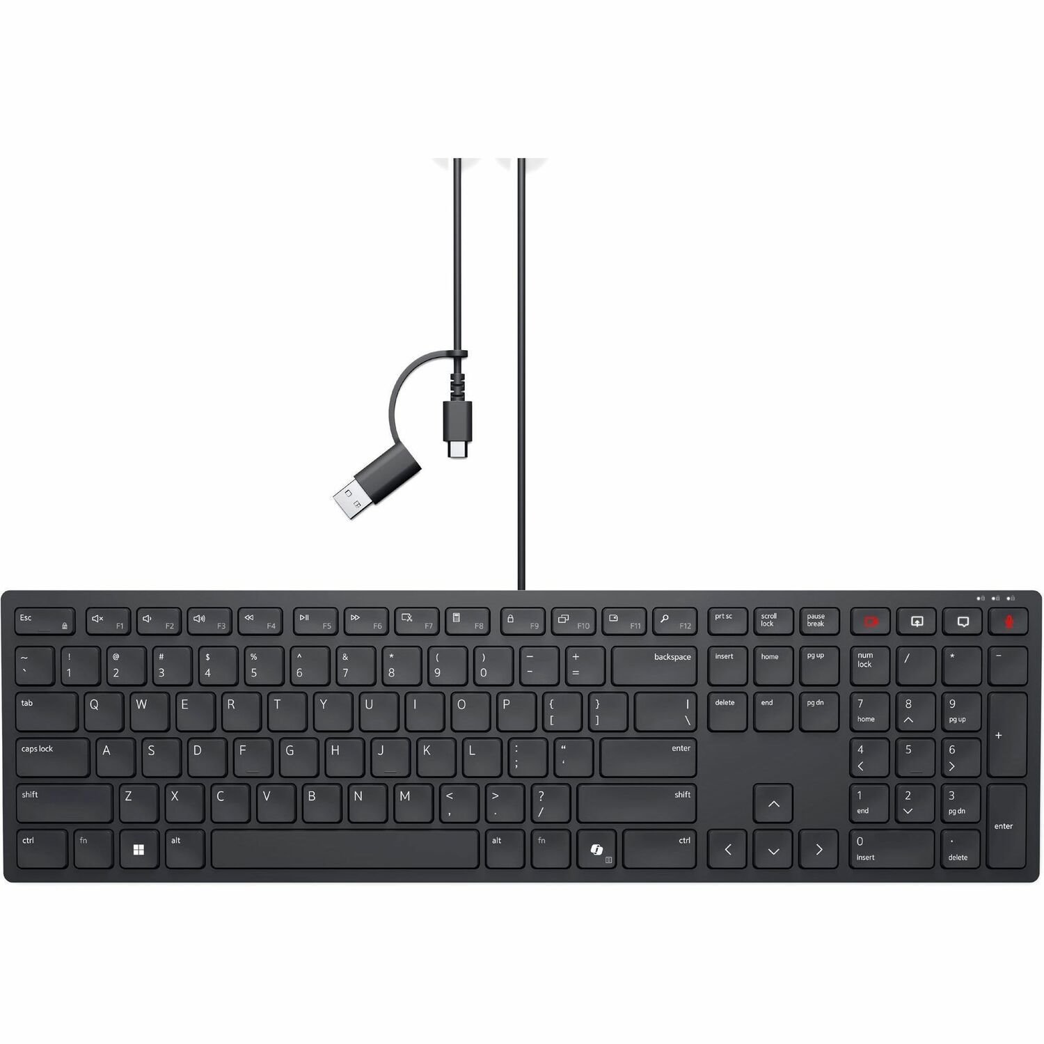 Dell KB525C Robuust Toetsenbord - Full-size - Kabel Verbinding - USB Type C, USB type A Interface - Belgisch - AZERTY indeling - Zwart