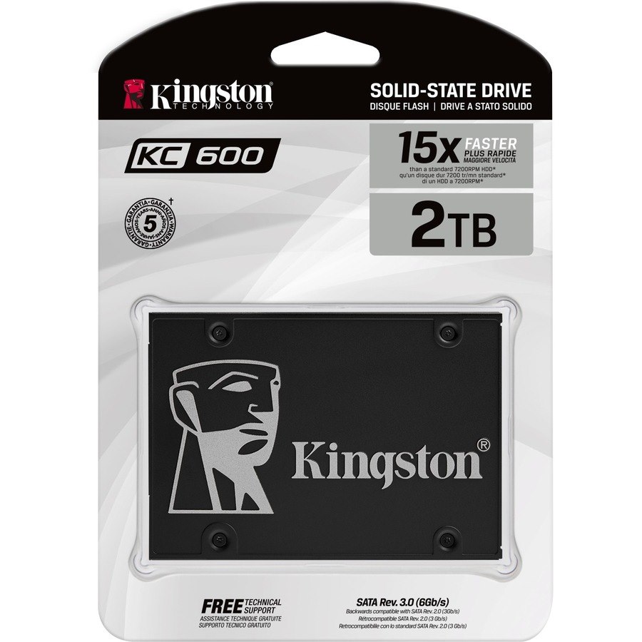 Kingston KC600 2 TB Solid State Drive - 2.5" Internal - SATA (SATA/600) - 3.5" Carrier