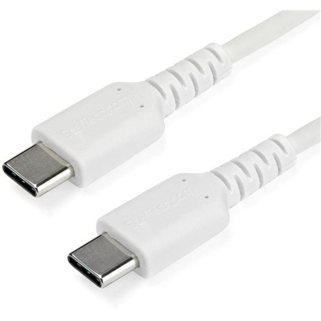 StarTech.com 1m USB C Charging Cable - Durable Fast Charge & Sync USB 2.0 Type C to C Charger Cord - TPE Jacket Aramid Fiber M/M 60W White