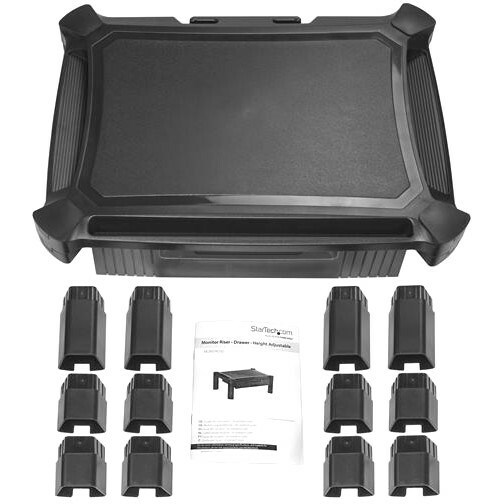 StarTech.com Adjustable Monitor Riser, Drawer, Monitors up to 32" (22lb/10kg), Adjustable Height, Monitor Stand, Computer Monitor Riser