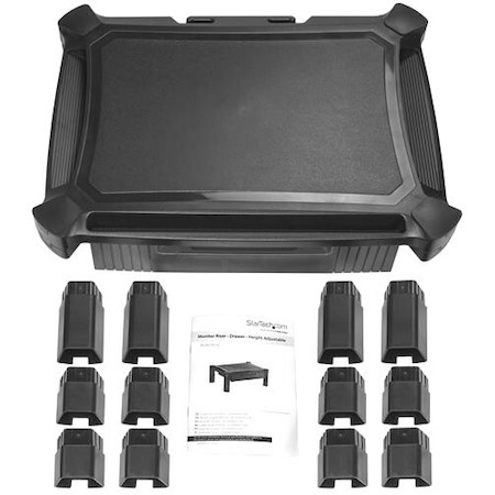 StarTech.com Adjustable Monitor Riser, Drawer, Monitors up to 32" (22lb/10kg), Adjustable Height, Monitor Stand, Computer Monitor Riser