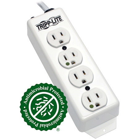 Eaton Tripp Lite Series Safe-IT Medical-Grade Power Strip, UL 1363, 4 Hospital-Grade Outlets, Antimicrobial, 15 ft. (4.57 m) Cord