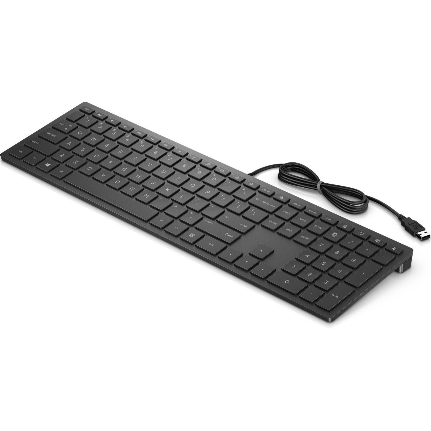 HP 300 Keyboard - Cable Connectivity - USB Interface - English (UK) - Black Cheddar