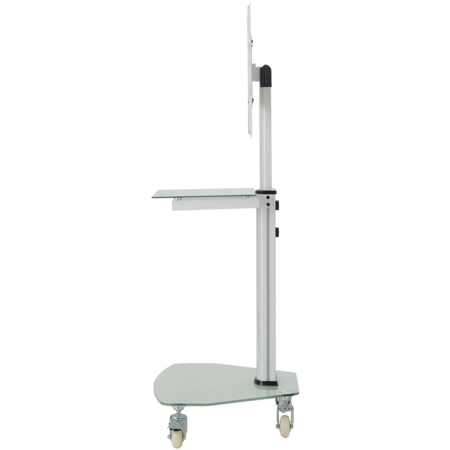 Eaton Tripp Lite Series Premier Rolling TV Cart for 32" to 55" Displays, Frosted Glass Base and Shelf, Locking Casters, White