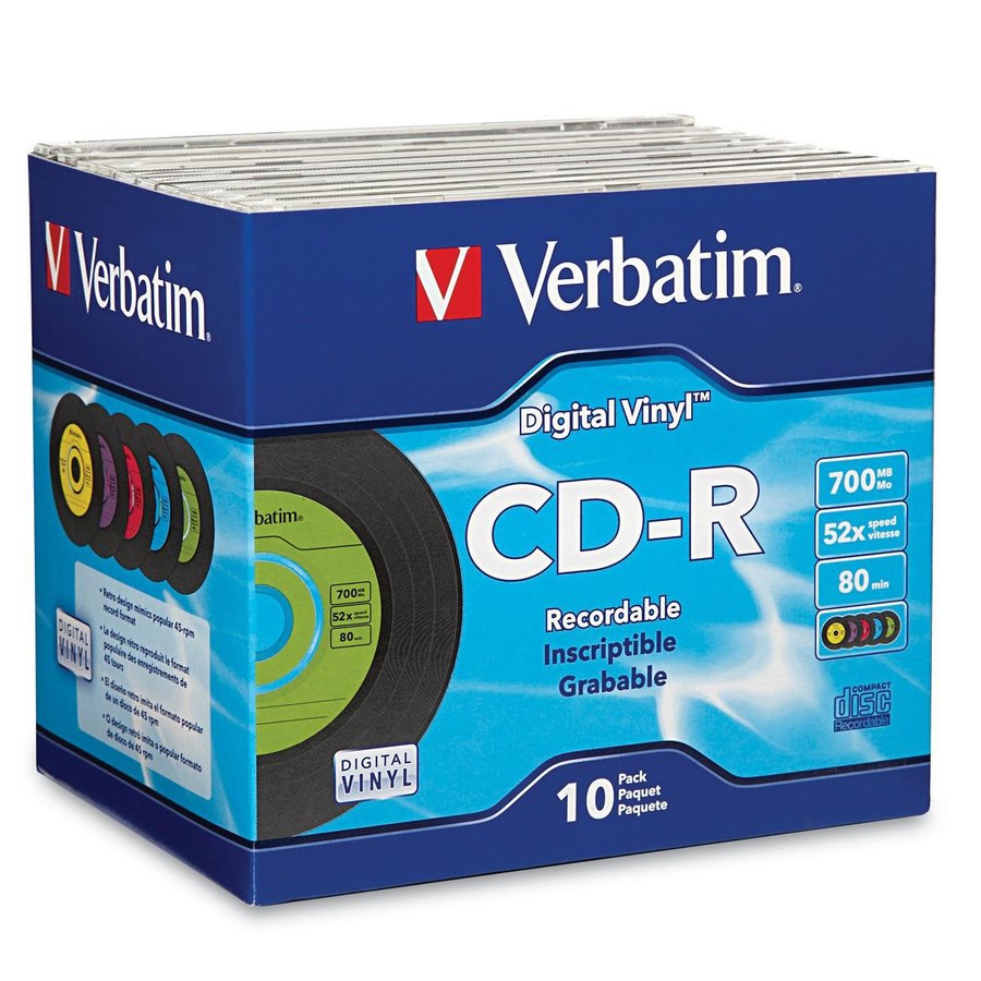 Verbatim CD-R 80min 52X with Digital Vinyl Surface - 10pk Slim Case