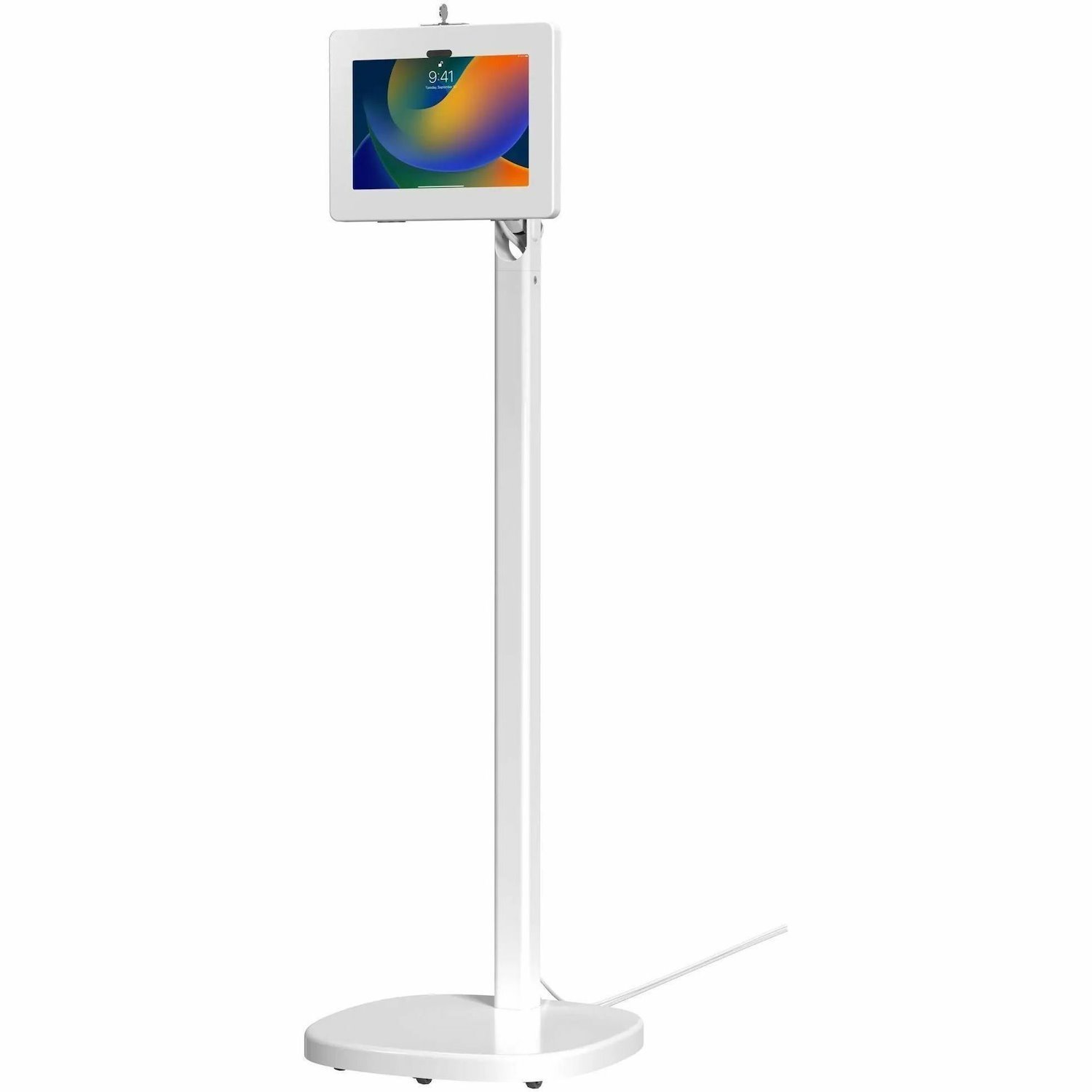 CTA Digital Mobile Rolling Spring Adjustable Floor Stand with Universal Security Enclosure