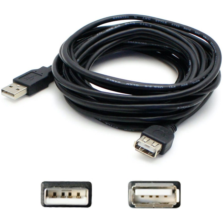 AddOn 30ft USB 2.0 (A) Male to Female Black Cable