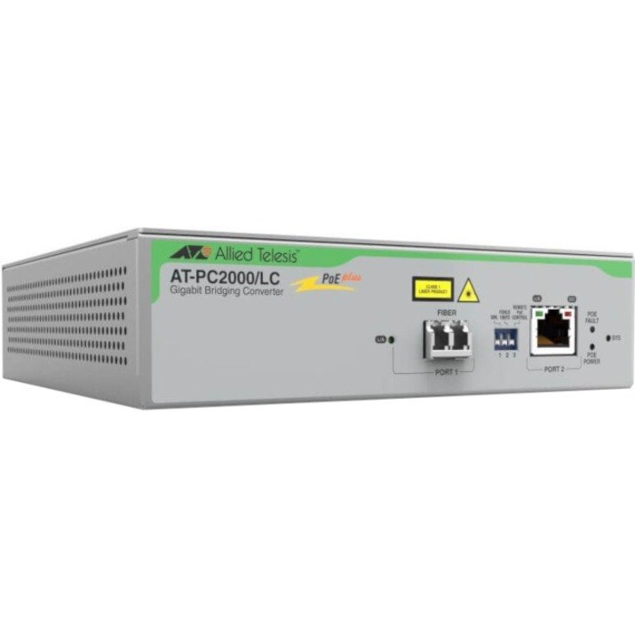 Allied Telesis PoE+ to Fiber Switching Media Converter