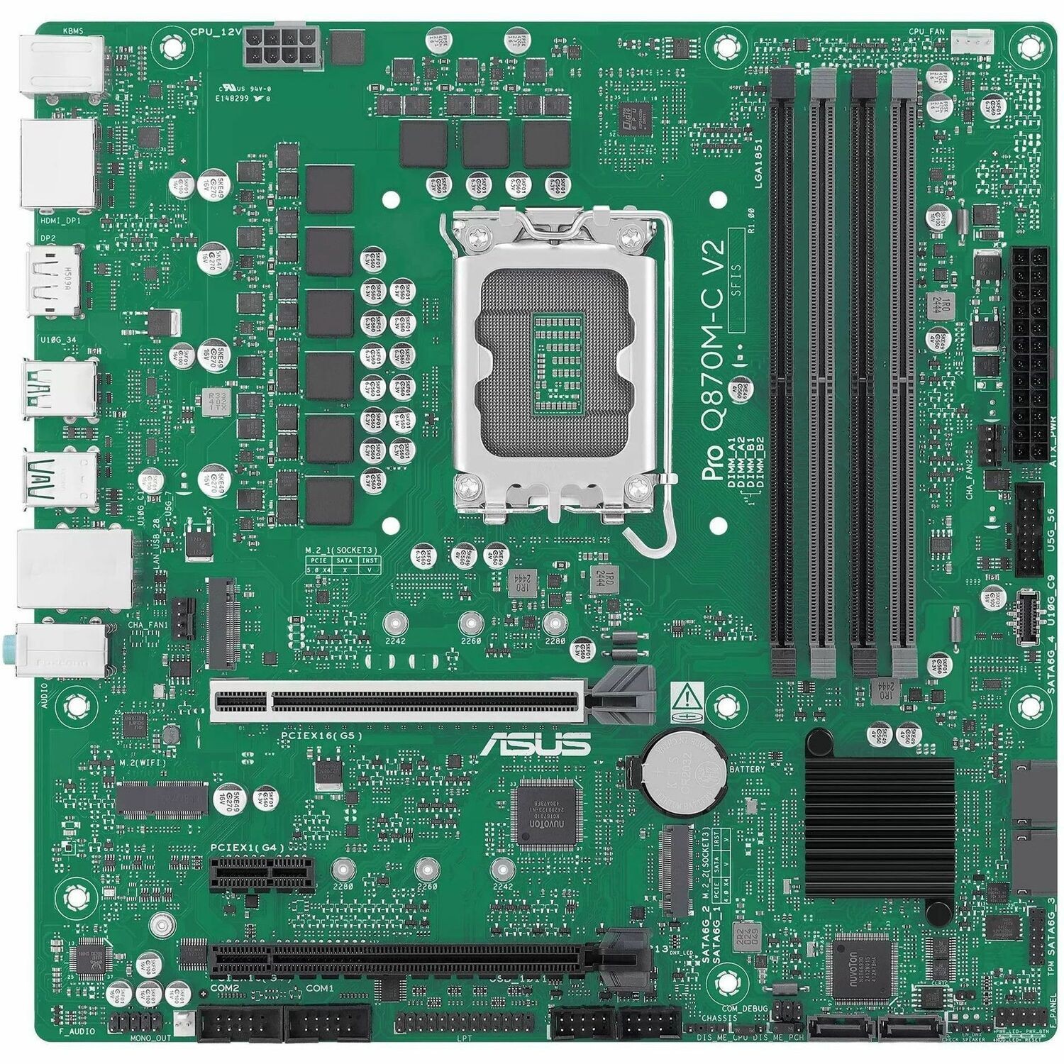 Asus Pro Q870M-C V2-CSM Desktop Motherboard - Intel Q870 Chipset - Socket LGA-1851 - Micro ATX