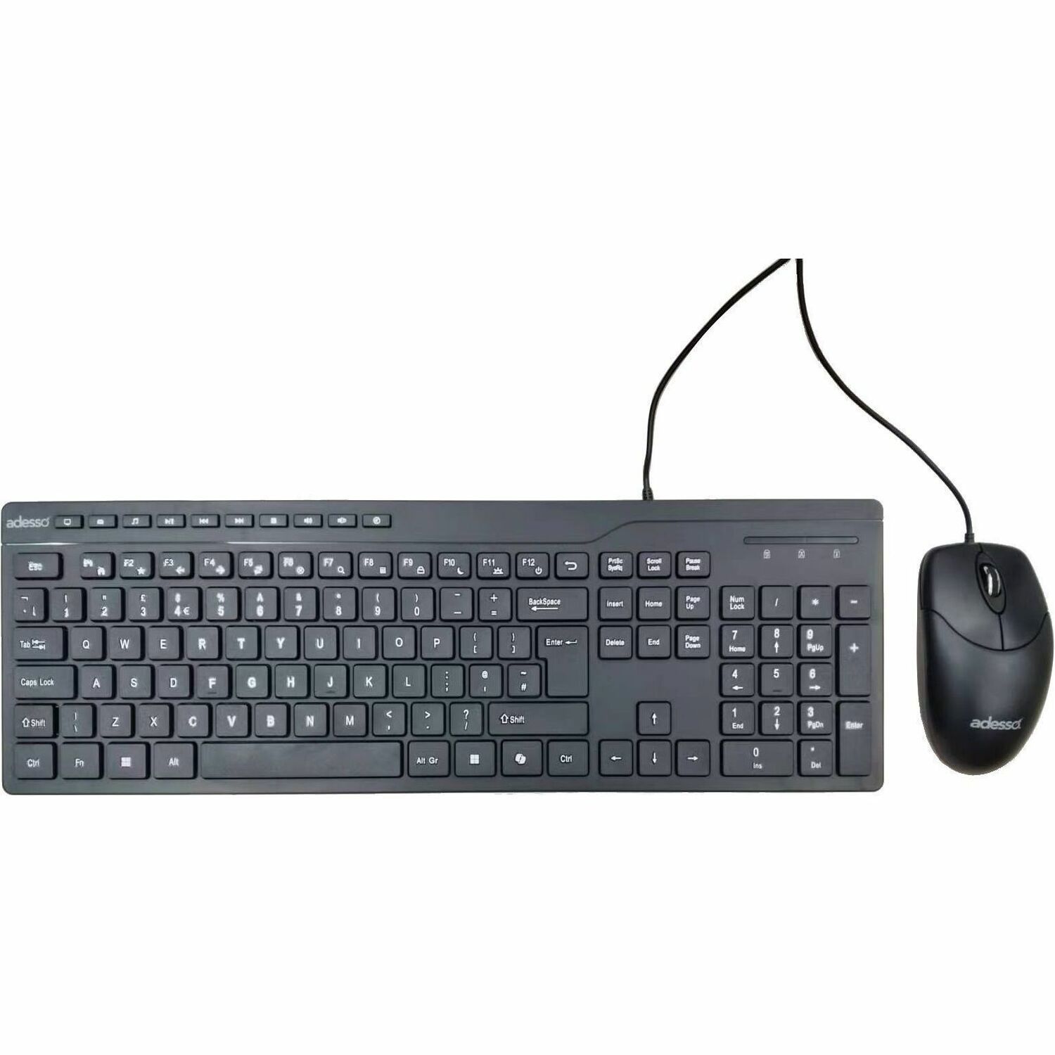 Adesso Multi Os Wired KB And Mouse W/ A Copilot Ai Hotkey And Quiet SW