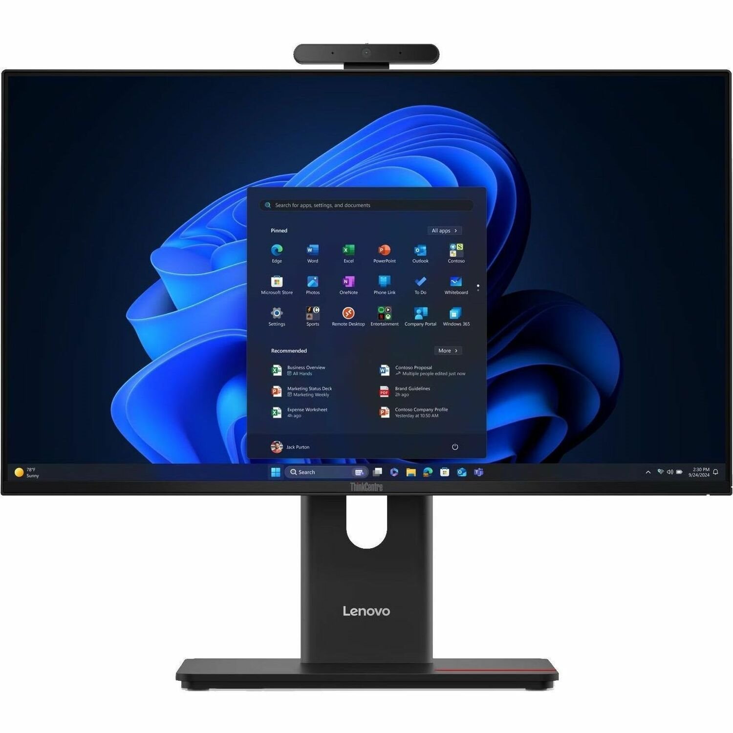 Lenovo ThinkCentre M70a Gen 6 13AY000AUS All-in-One Computer - Intel Core Ultra 5 2nd Gen 225T - 16 GB - 256 GB SSD - 23.8" Full HD Touchscreen - Desktop - Black