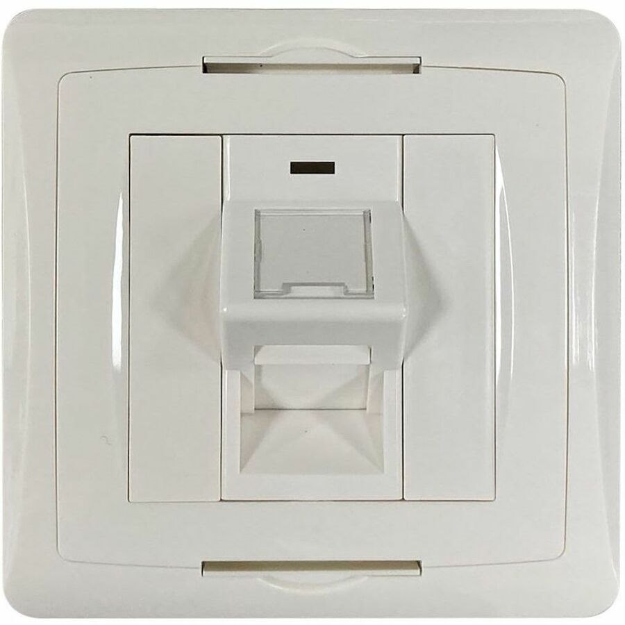 Eaton Tripp Lite Series 1-Port UK-Style Wall Plate, Unloaded Shuttered Angled Module, White, TAA