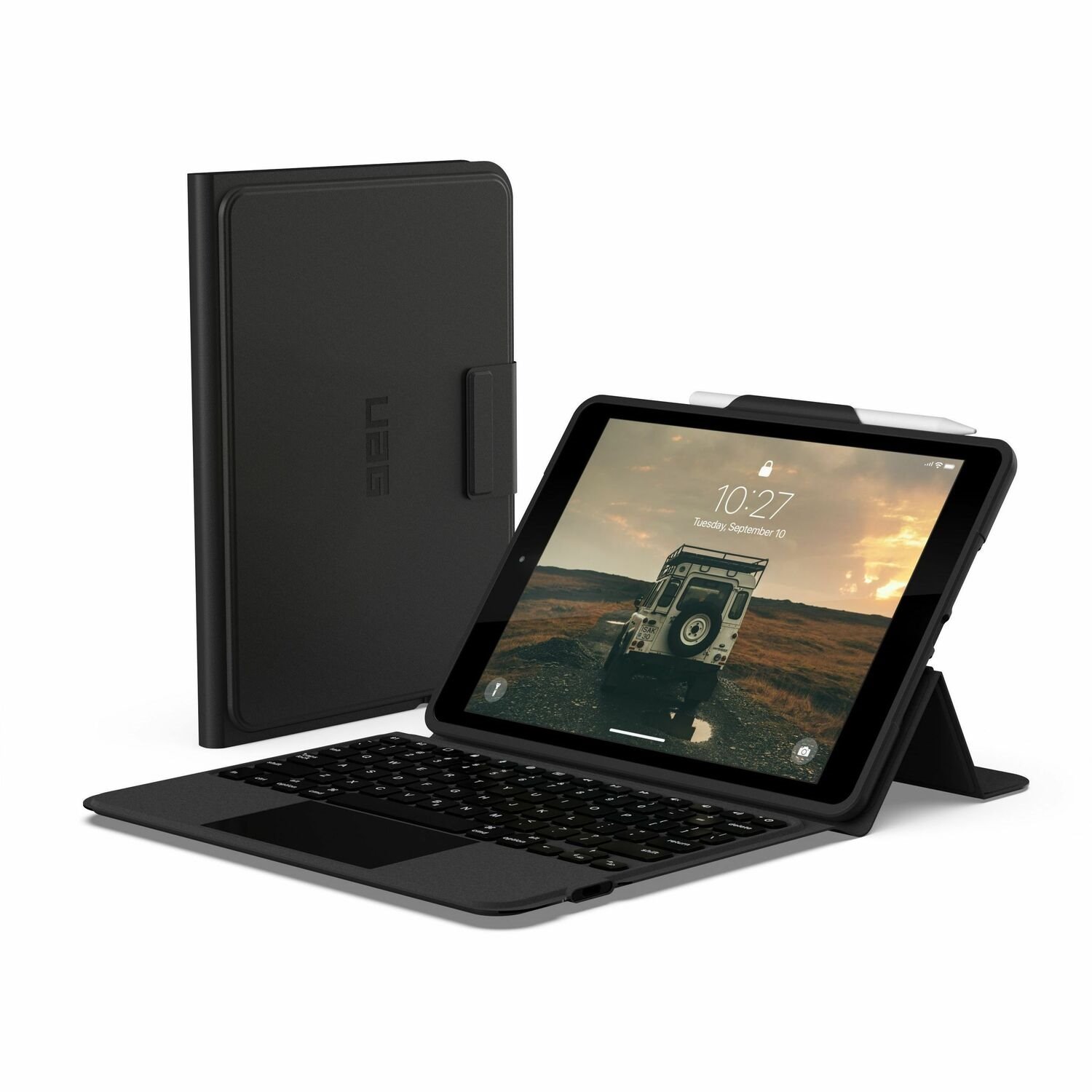 Urban Armor Gear Toetsenbord/hoes (Folio) voor 25,9 cm (10,2") Apple iPad (7e generatie), iPad (Gen 8), iPad (9e generatie) Tablet-pc - Zwart, As