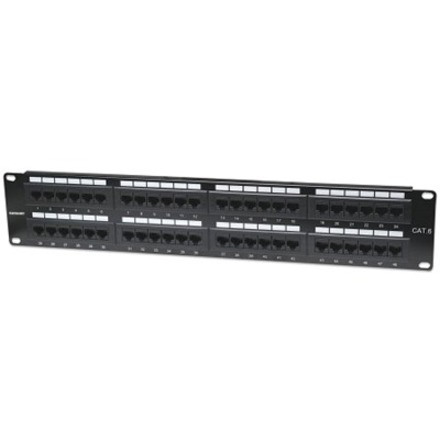 Intellinet Patch Panel, Cat6, UTP, 48-Port, 2U, Black