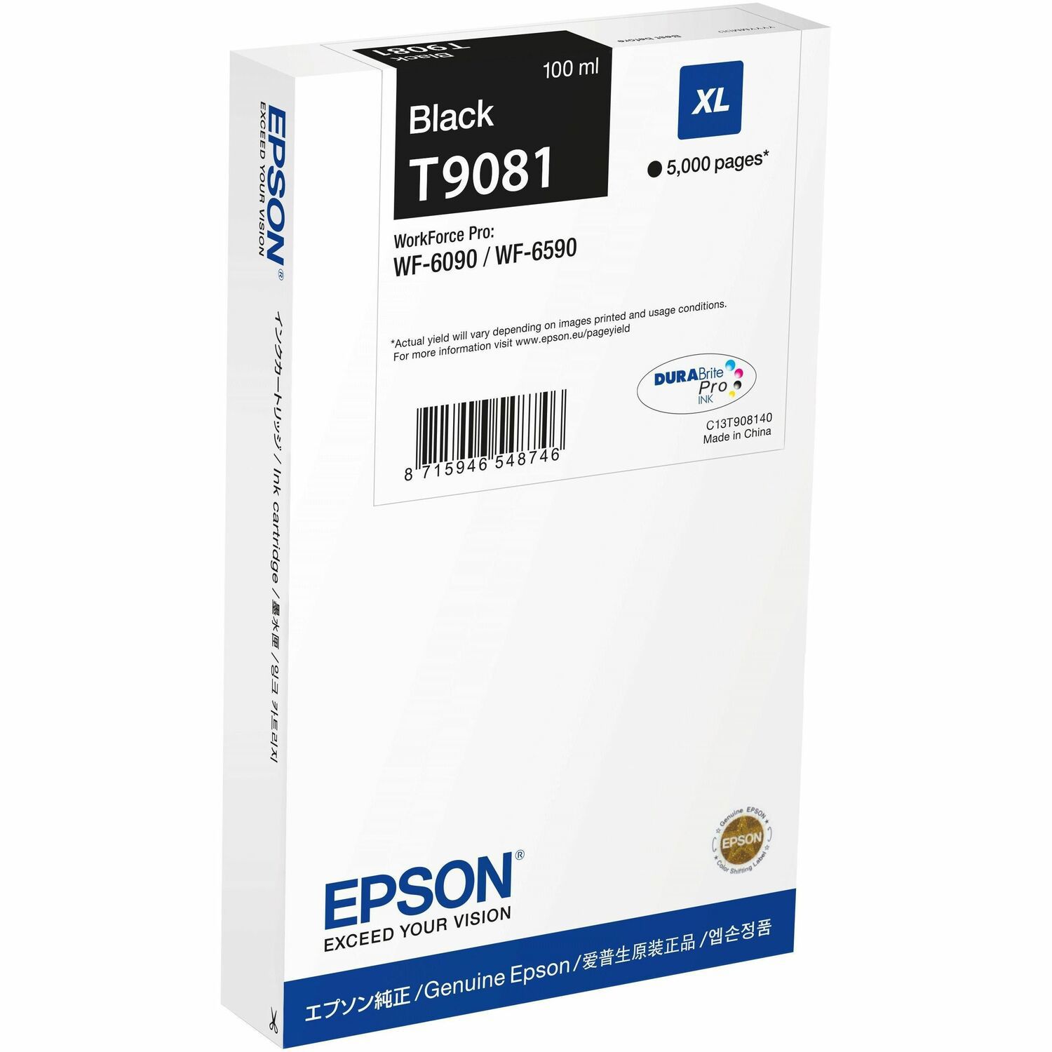 Epson T9081 Original High (XL) Yield Inkjet Ink Cartridge - Single Pack - Black - 1 / Pack