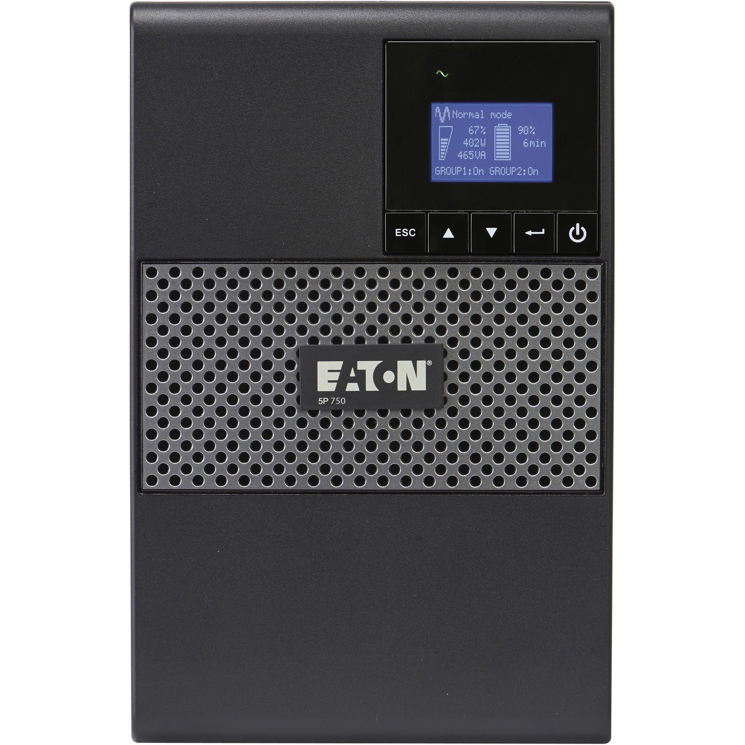 Eaton 5P 750VA 600W 120V Line-Interactive UPS, 5-15P, 8x 5-15R Outlets, True Sine Wave, Cybersecure Network Card Option, Tower