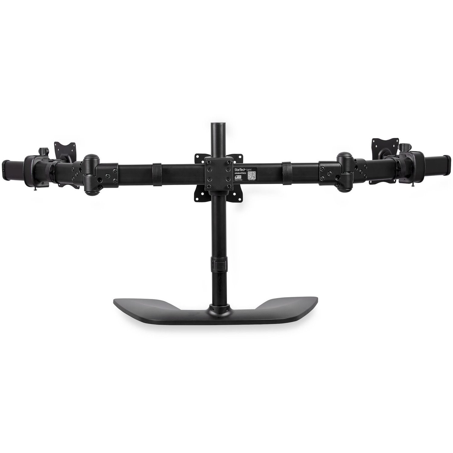 StarTech.com Triple Monitor Stand, Crossbar, Steel & Aluminum, For VESA Mount Monitors up to 27"(17.6lb/8kg), Monitor Stand, 3 Monitor Arm