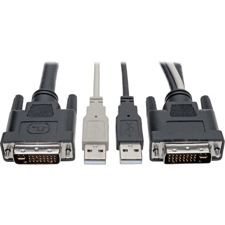 Eaton Tripp Lite Series DVI to USB-A Dual KVM Cable Kit - (2x Male/2x Male), 1920 x 1200 (1080p) @ 60 Hz, 10 ft. (3.05 m)