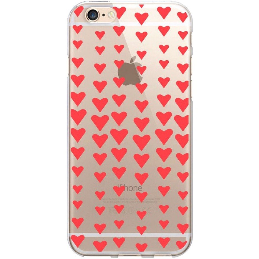 OTM Classic Prints Clear Phone Case, Falling Red Hearts - iPhone 6/6S